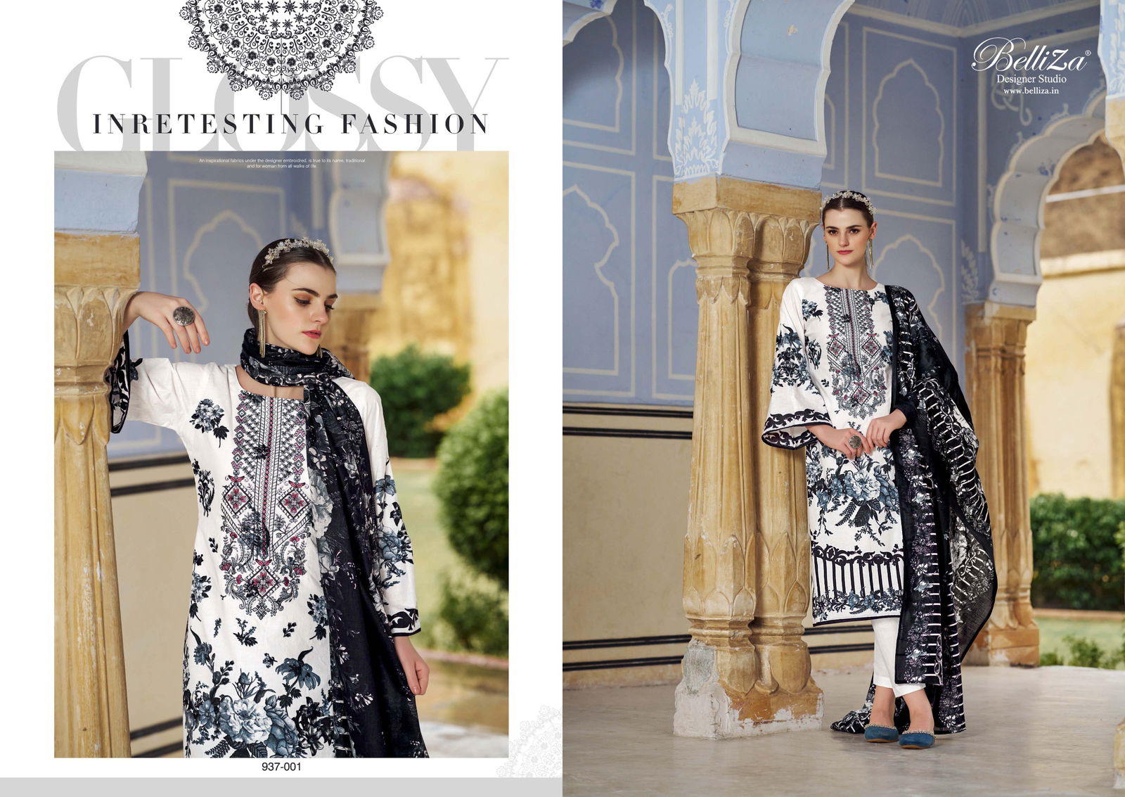Naira Black And White Edition 3 By Belliza Cotton Dress Material Wholesale Shop In Surat
